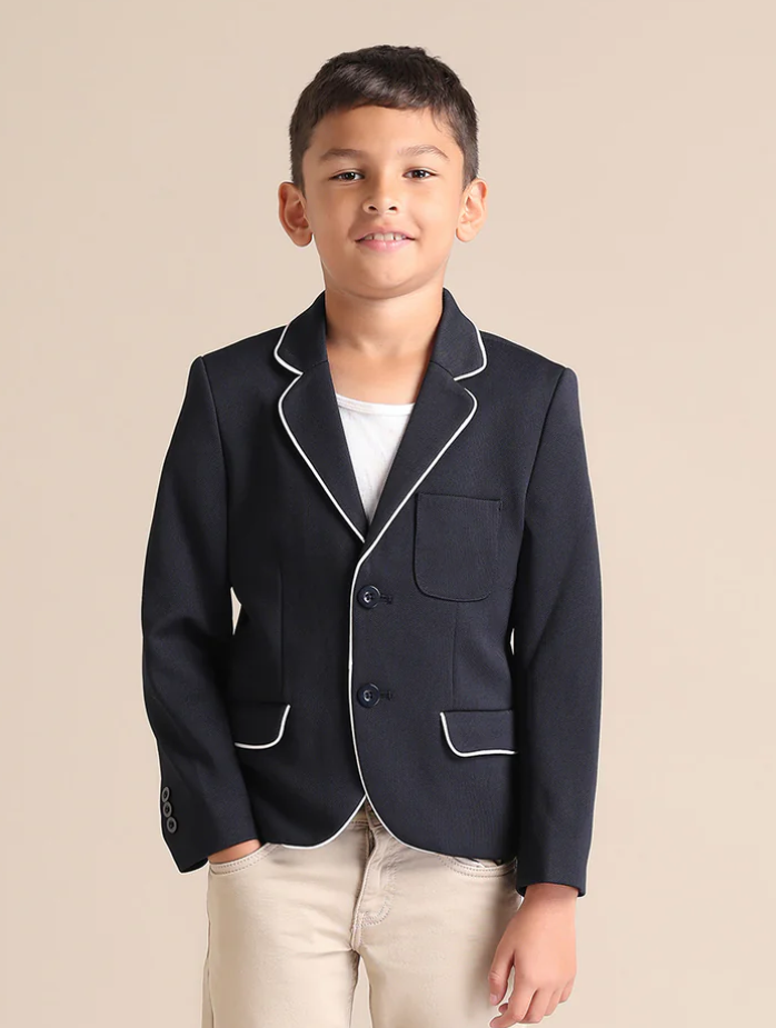 Boys Textured Pattern Blazer-2