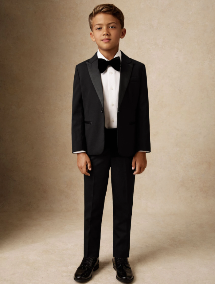 Slim Fit Black Double-Breasted Wool Blend Tuxedo Jacket