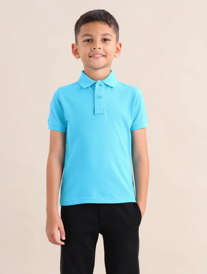 Boys Solid Cotton Polo Shirt