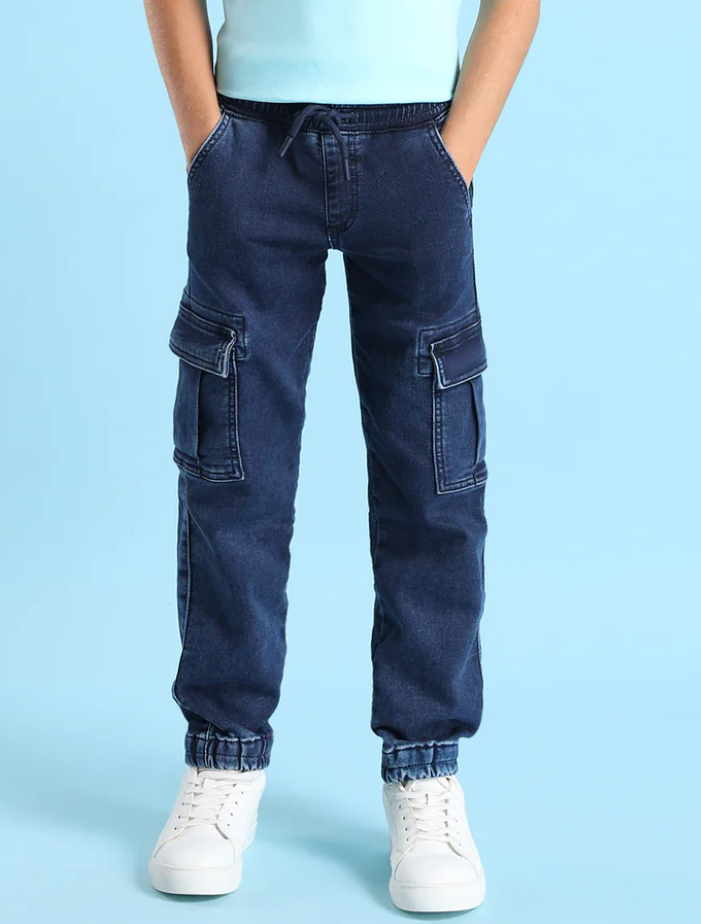 Boys Mid Rise Jogger  Blue Jeans