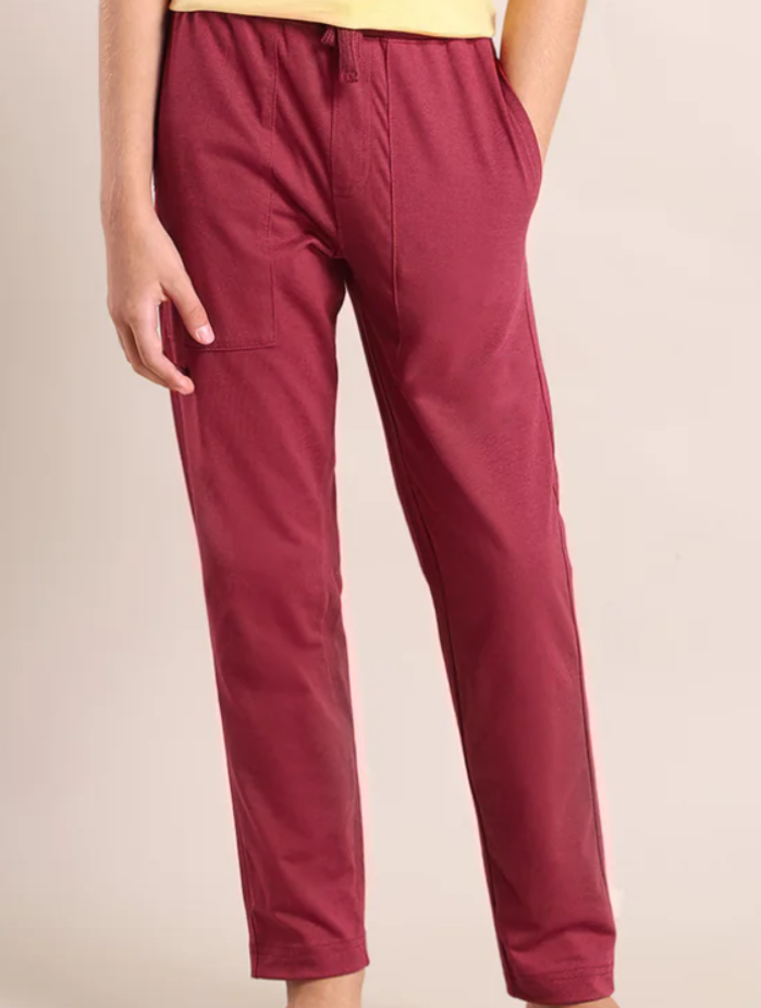 Boys Solid Mid-Rise Track Pants