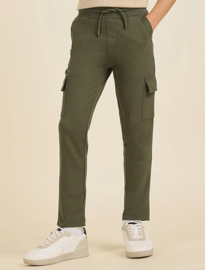 Boys Solid Pure Cotton Track Pants