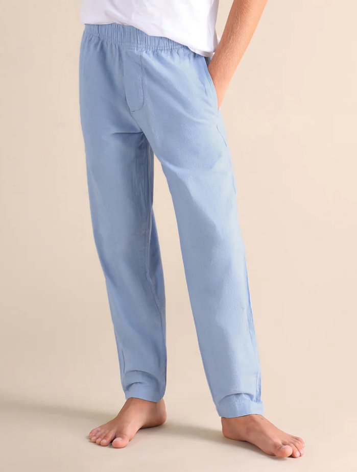 Cotton Chambray Blue Lounge Pants