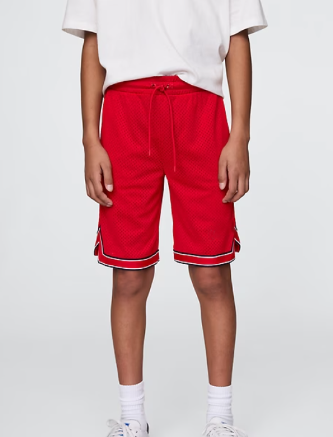 Relaxed Fit Red Mesh Shorts