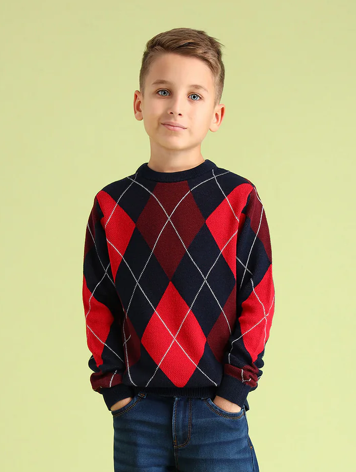 Boys Argyle Cotton Sweater