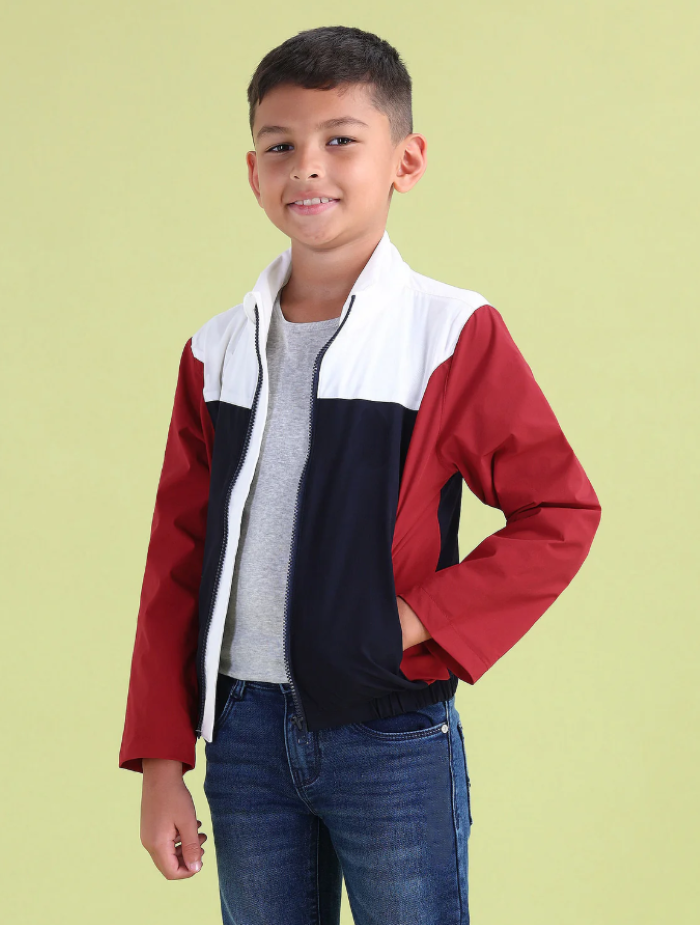 Boys Colourblocked Casual Jacket