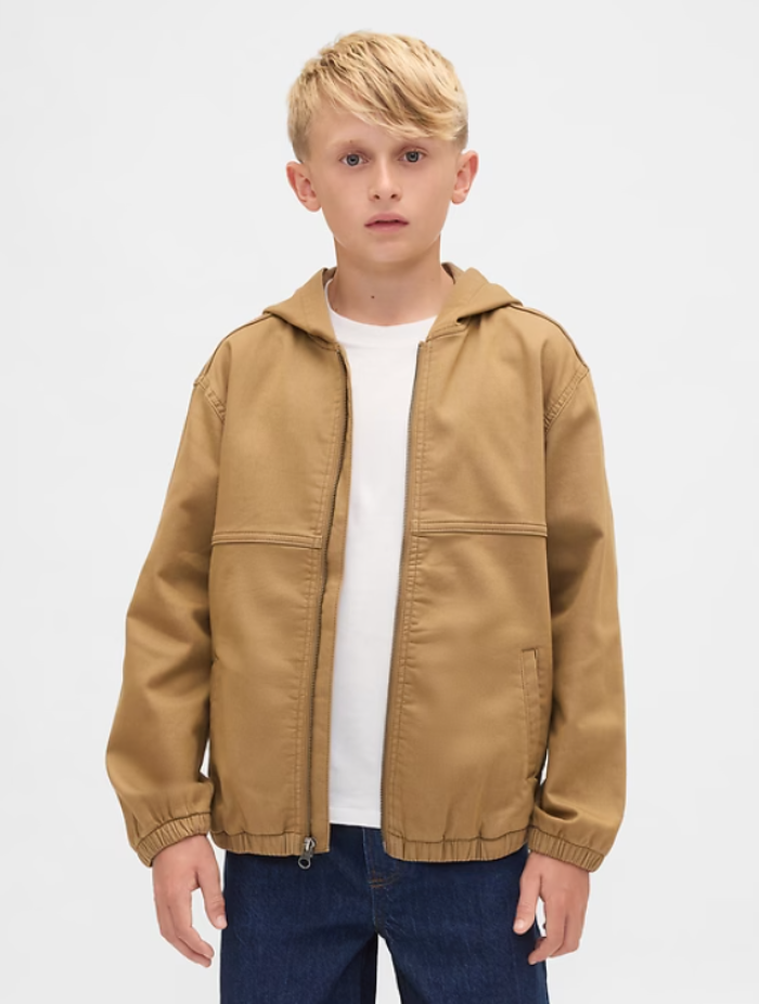 Relaxed Fit Tan Knit Denim Jacket