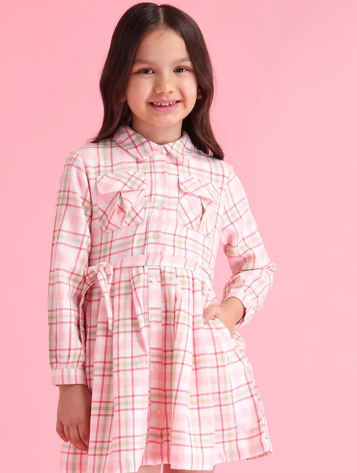 Girls Checked A-Line Dress