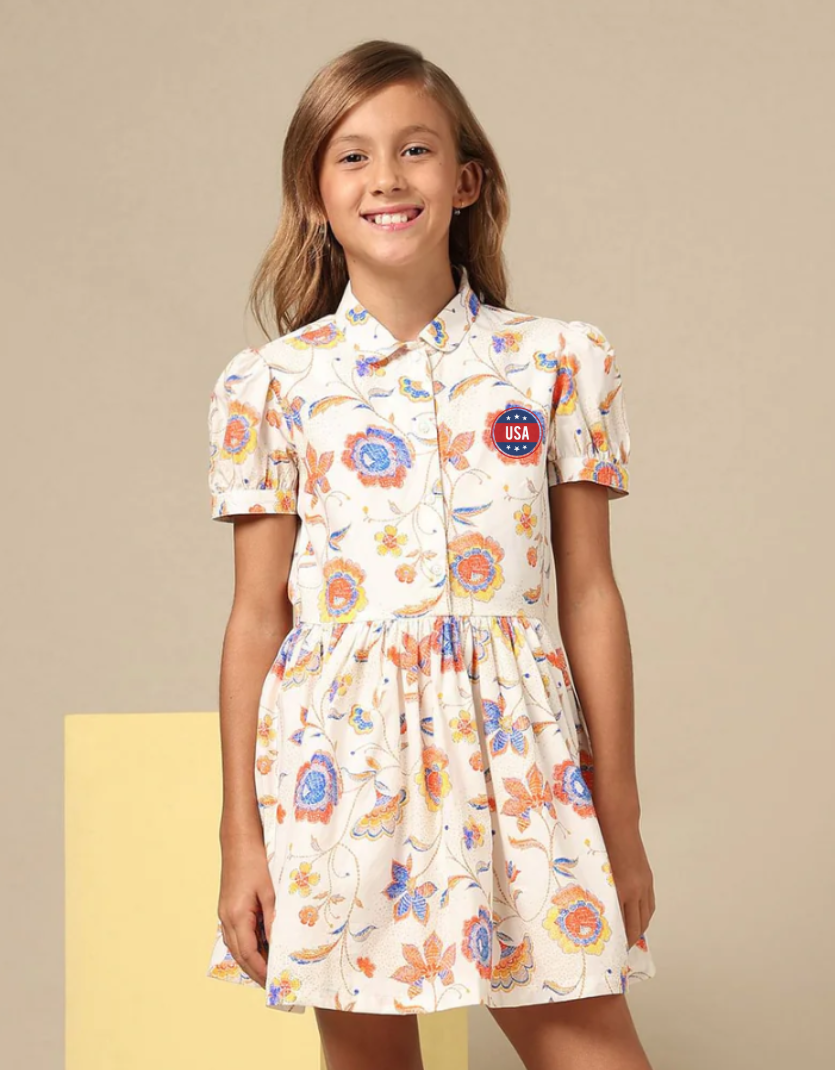 Girls Flare Printed Shirt Dress
