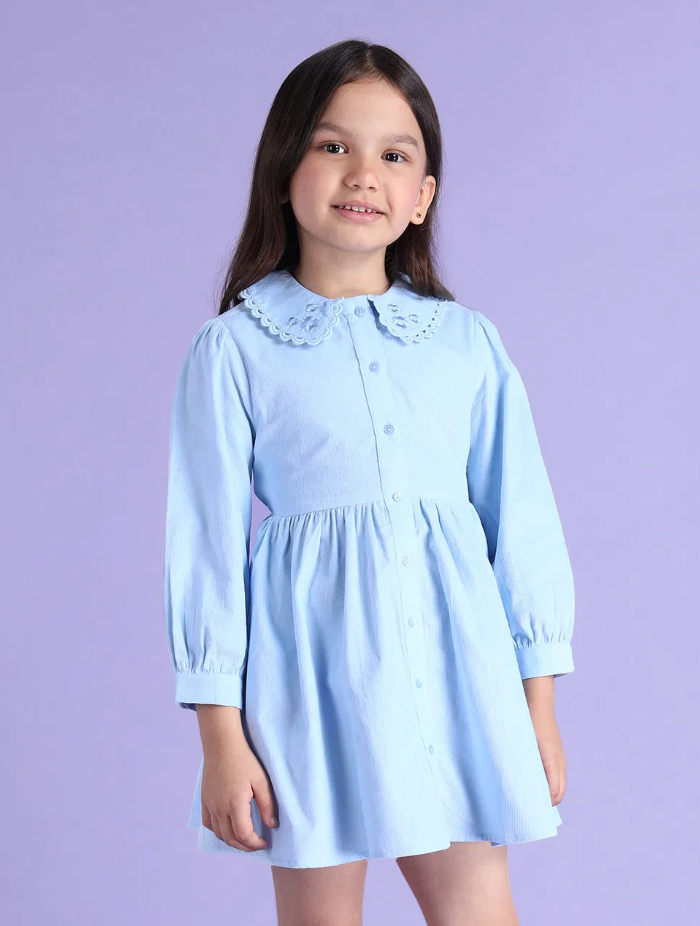 Girls Peterpan Collar Corduroy Dress