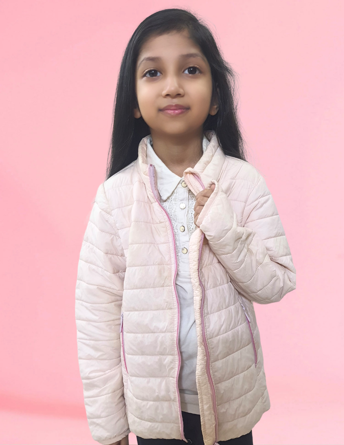 Light Pink Quilted Puffer Jacket