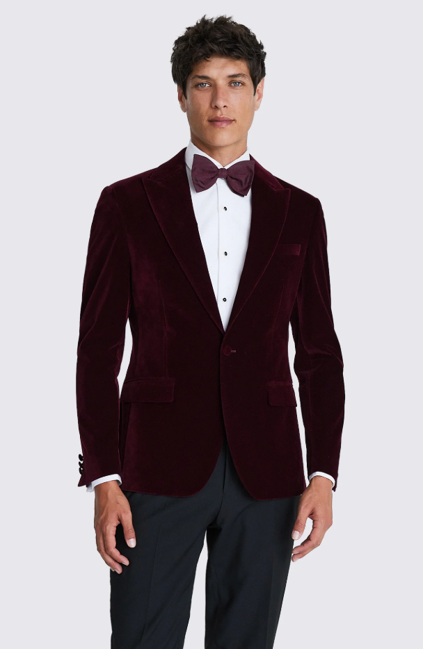 Slim Fit Burgundy Velvet Jacket