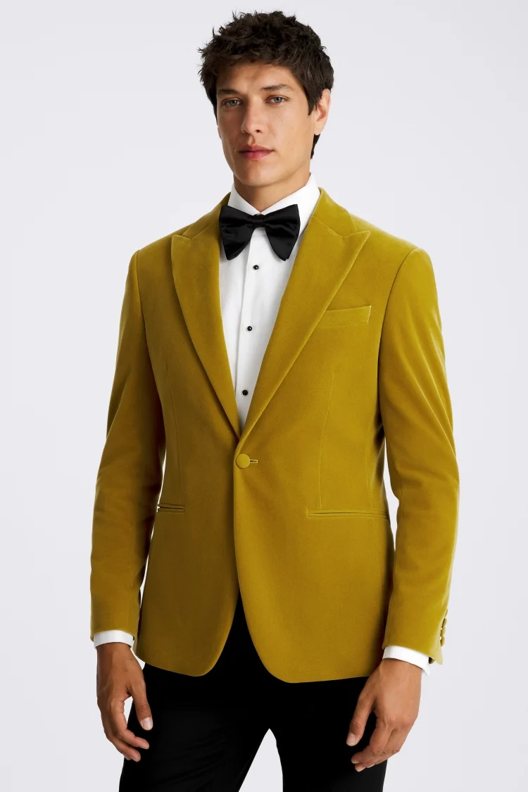 Slim Fit Light Olive Velvet Jacket