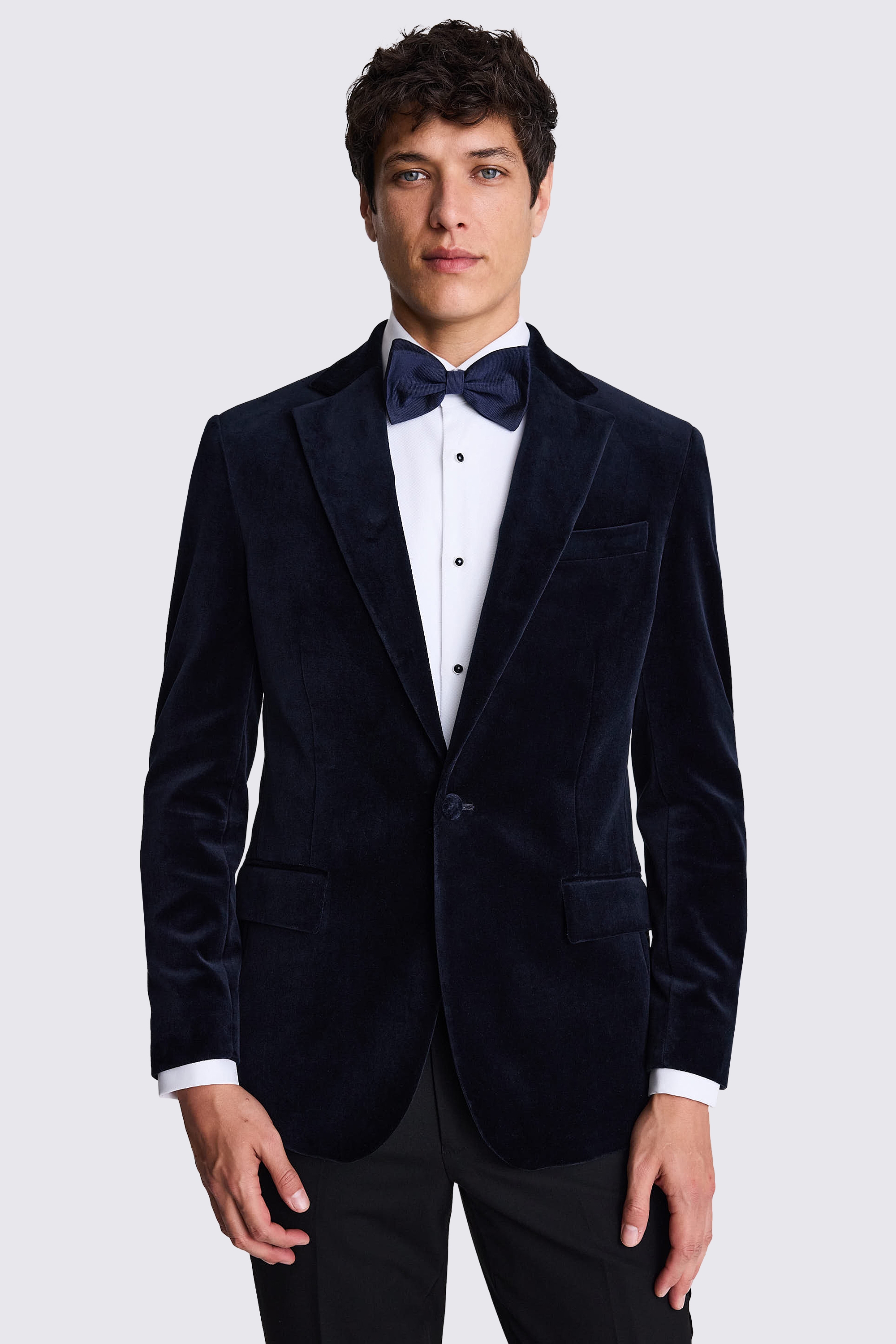 Slim Fit Navy Velvet Jacket