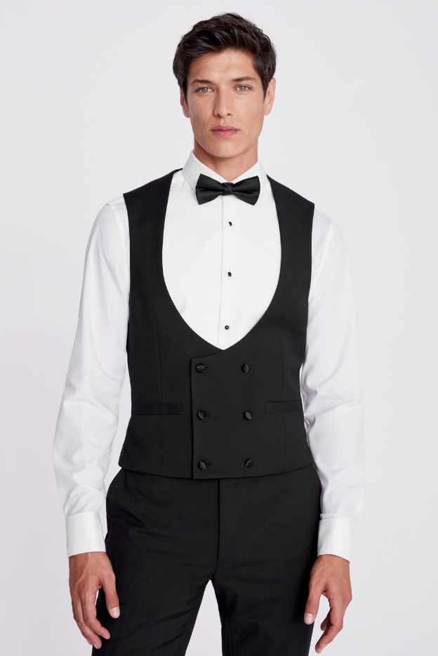 Slim Fit Black Dress Waistcoat