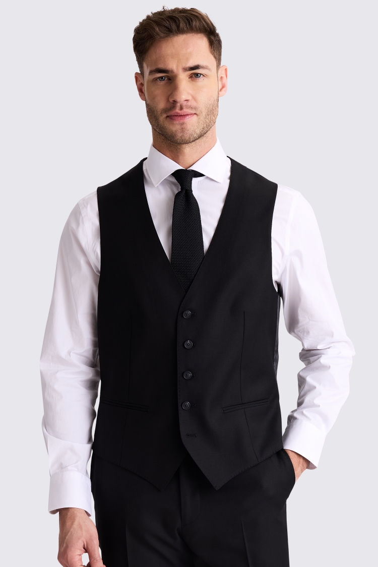 Slim Fit Black Stretch Waistcoat