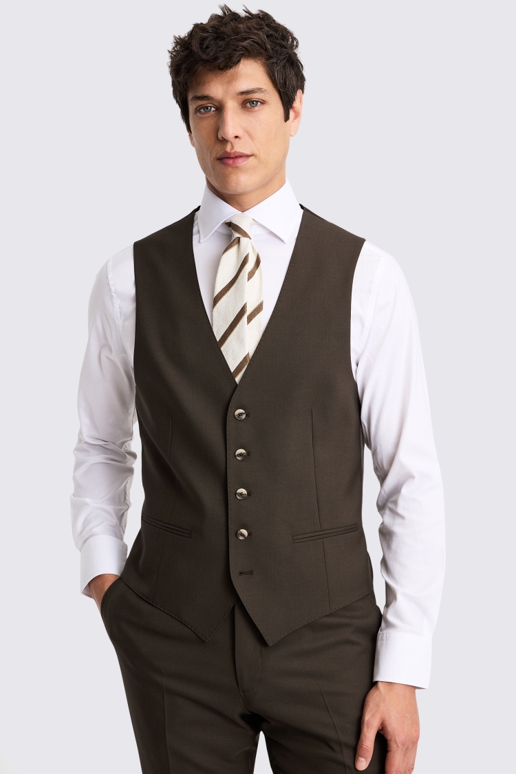 Slim Fit Brown Waistcoat