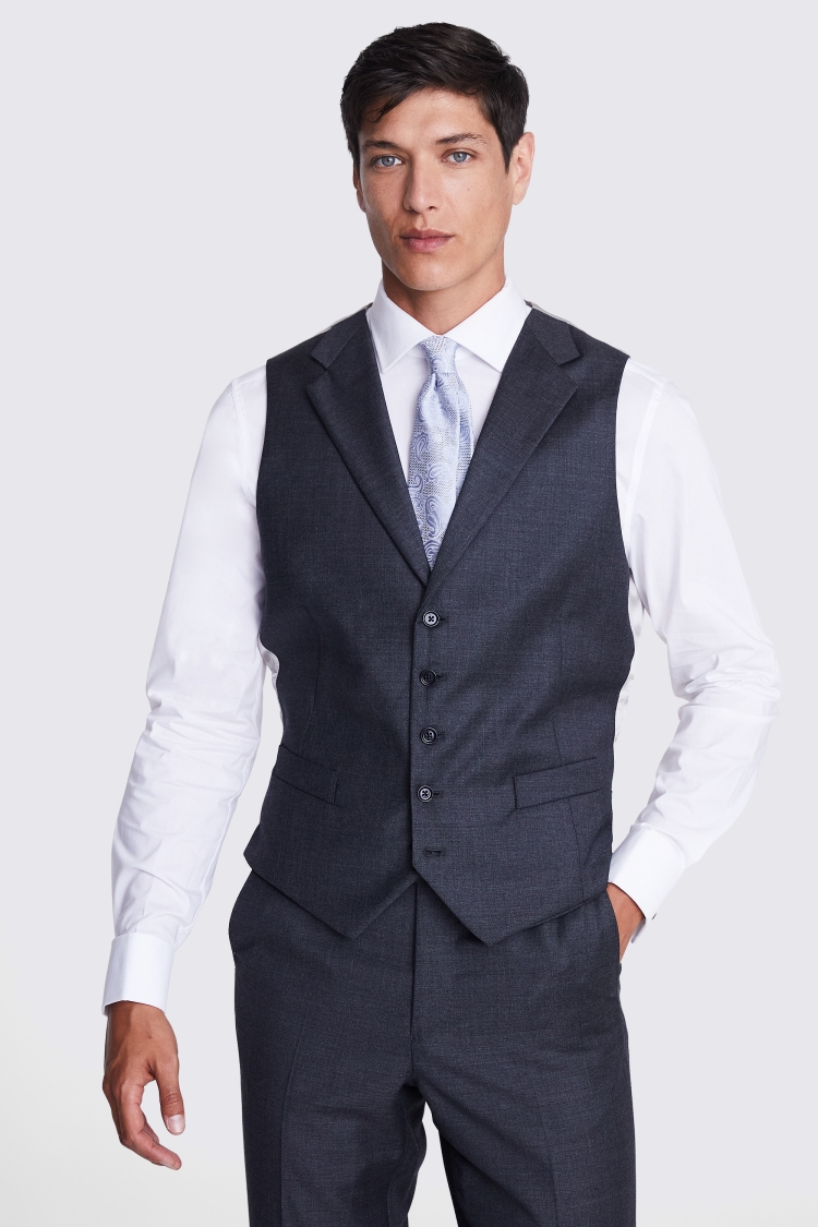 Slim Fit Grey Sharkskin Morning Waistcoat