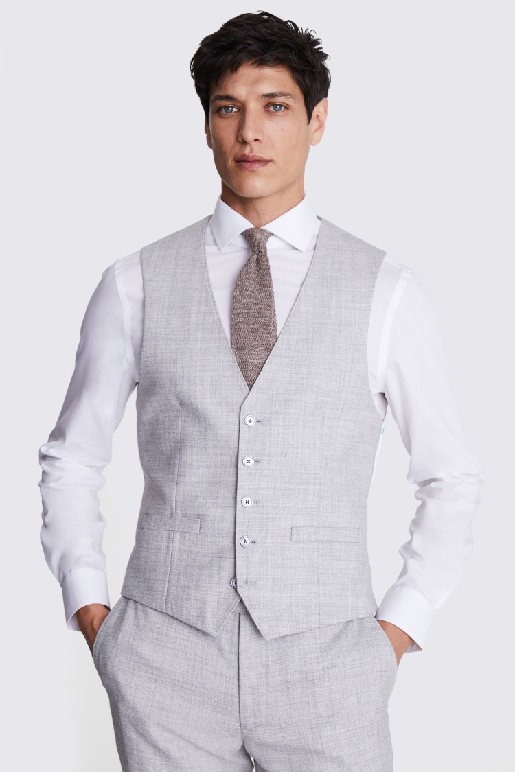 Slim Fit Light Grey Waistcoat