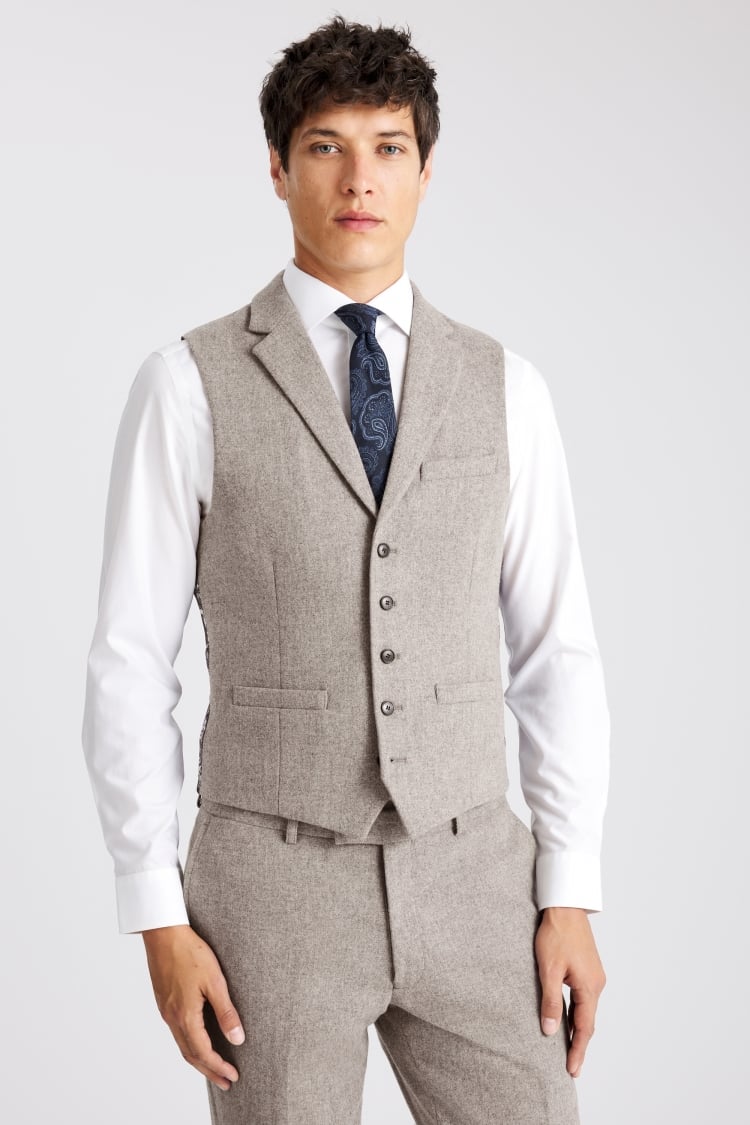 Slim Fit Stone Donegal Waistcoat-2