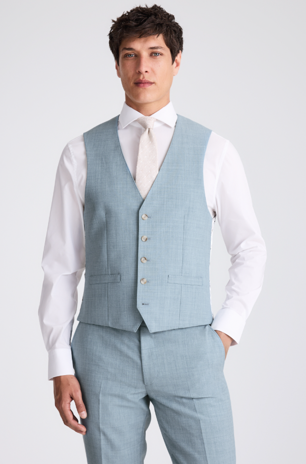 Slim Fit Teal Marl Waistcoat