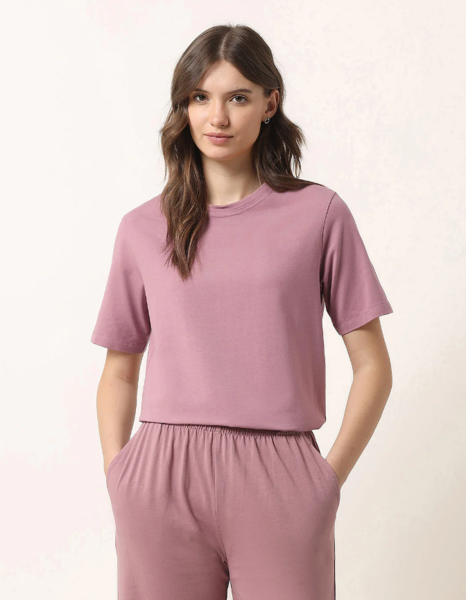 Boxy Fit Mauve Lounge T-Shirt