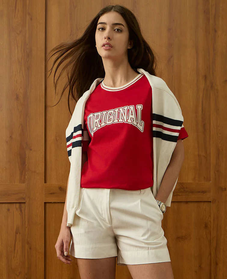 Boxy Fit Printed Red T-Shirt