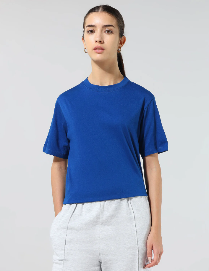 Boxy Fit Solid Blue  Lounge T-Shirt